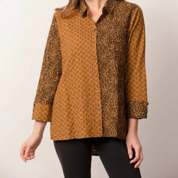 Habitat Spot-On shaped shirt XL bronze yellow black blouse - Picture 1 of 9